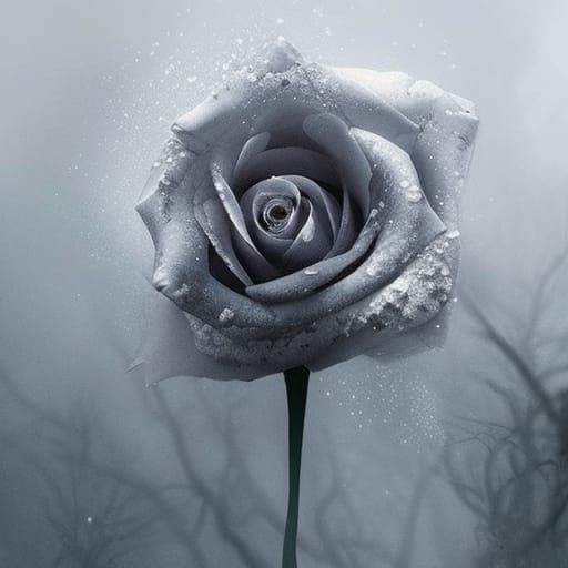Black Rose in White Fog: Digital Matte Painting