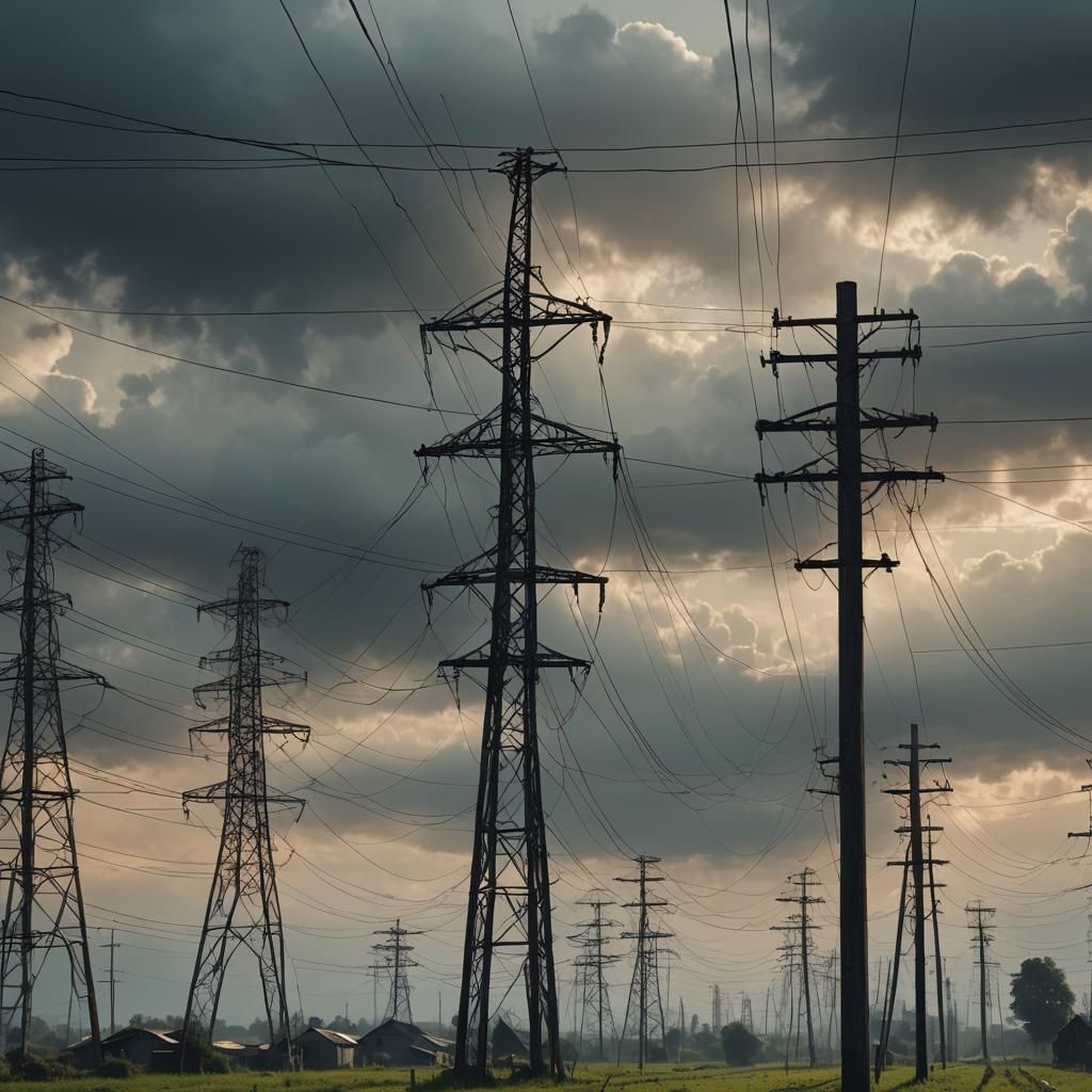 Dramatic Countryside Electric Poles: Digital Matte Painting
