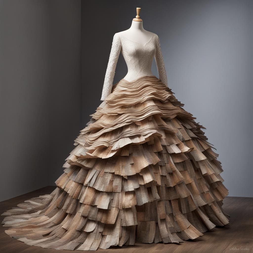 Fine Art Paper Collage :  Rustic Tiered Ripped Paper  Ball G...