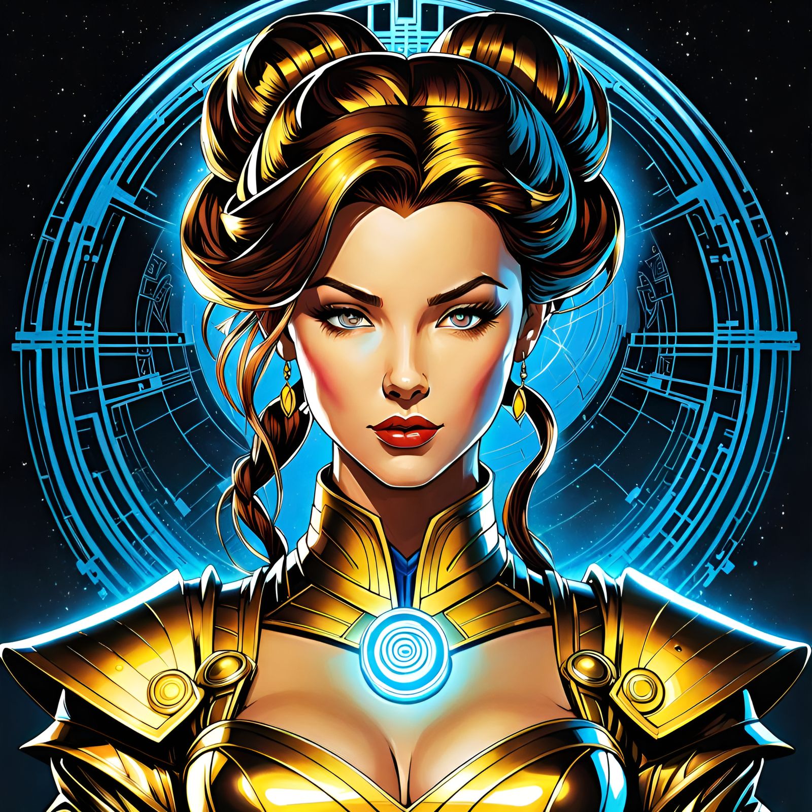 Cyberpunk Princess with Golden Accents