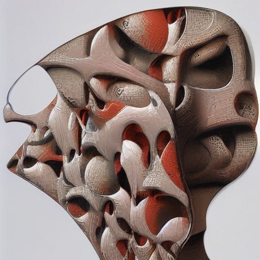 Abstract Cubist Portrait in Distorted Realism