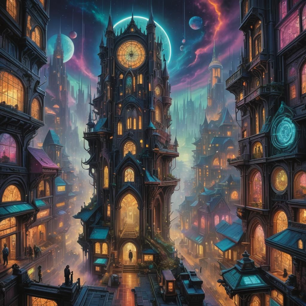 Neon Cyberpunk Portal to Reincarnation Cycle