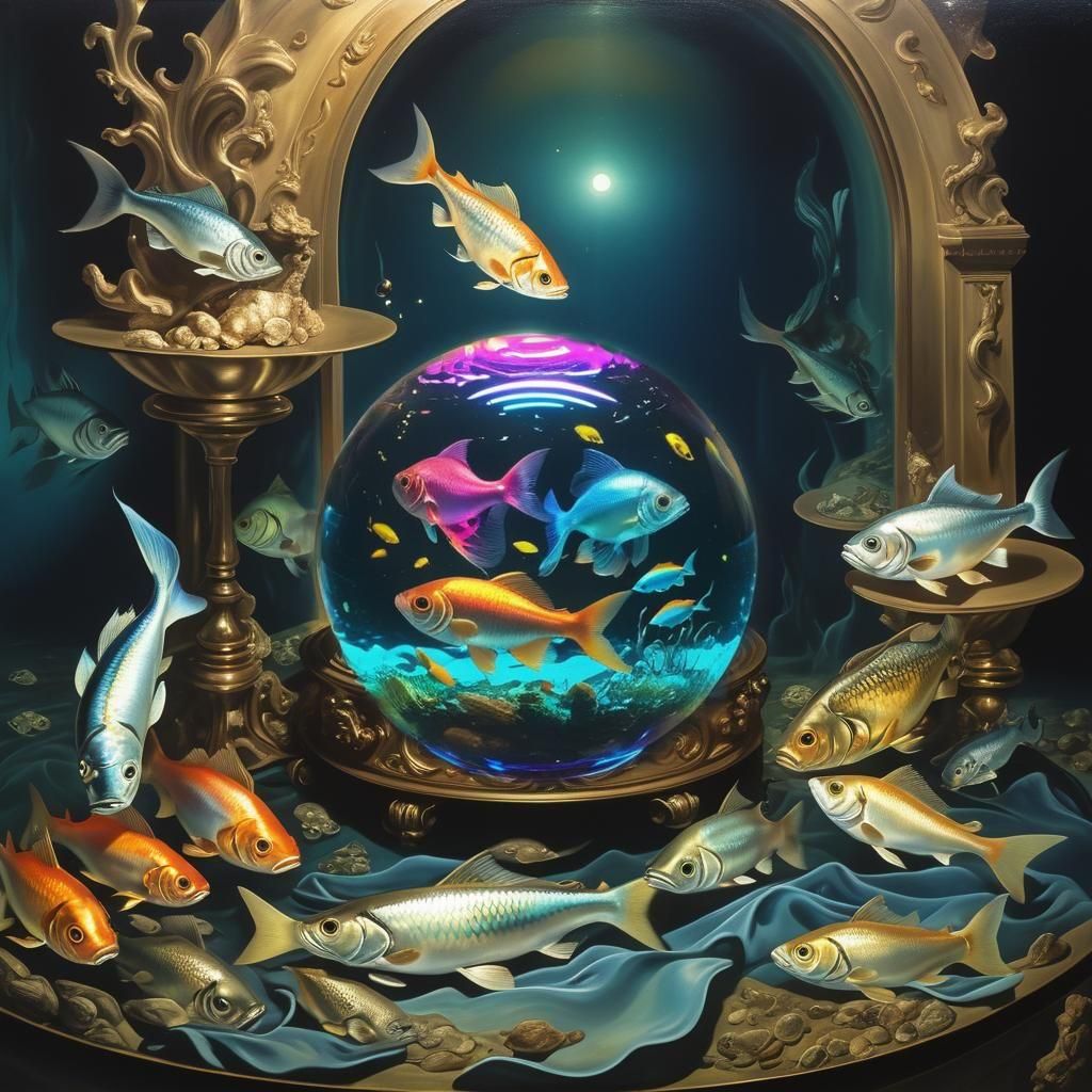 Fishes Reflected in a Crystalline Orb