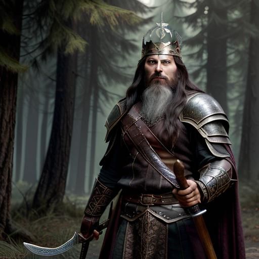 Middle Earth Ranger King with Sword: Fantasy Art