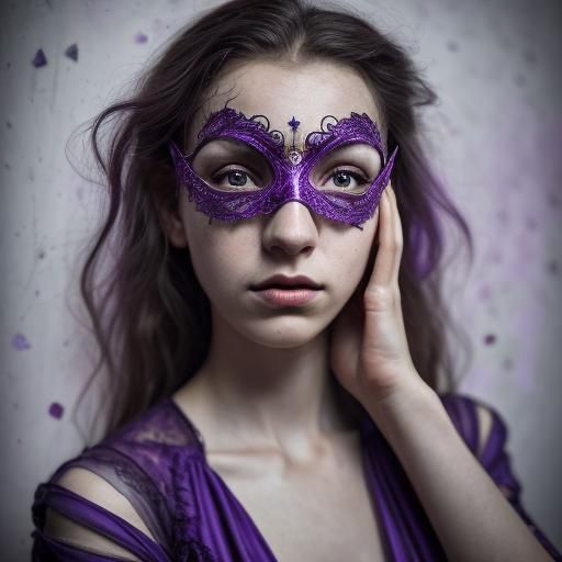 Masquerade Dancer in Victorian Dress in Hallway
