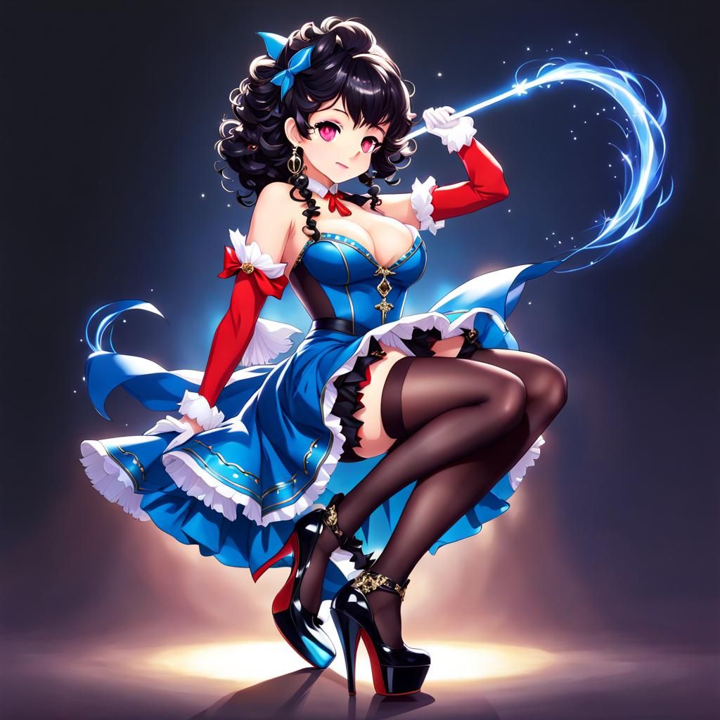 Fantasy Mage Pinup in Anime Style