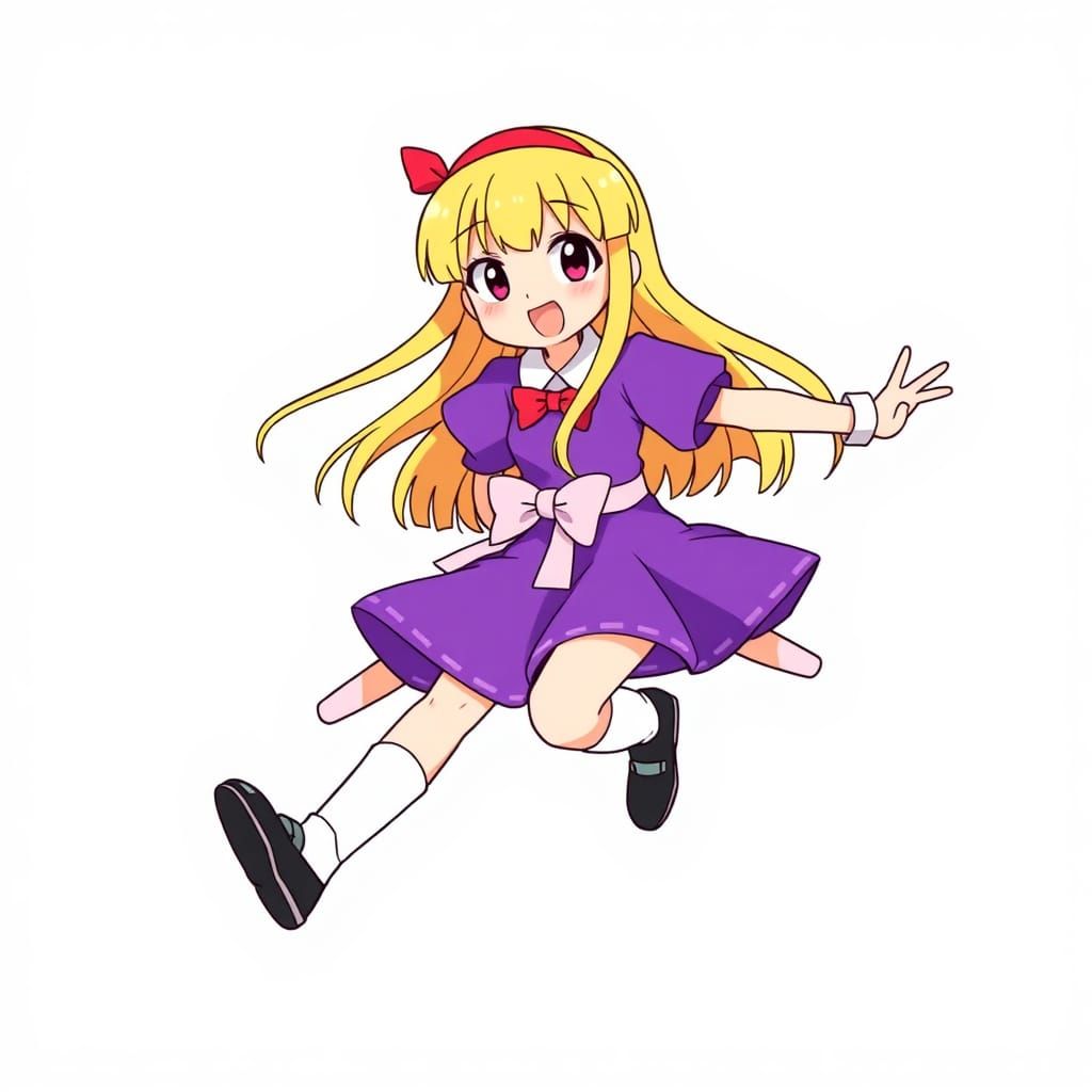 Anime Girl Cartoon Running with Multiple Legs