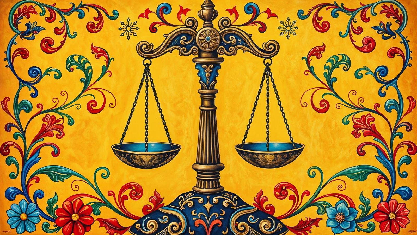 Law as a Vibrant Gouache Artwork