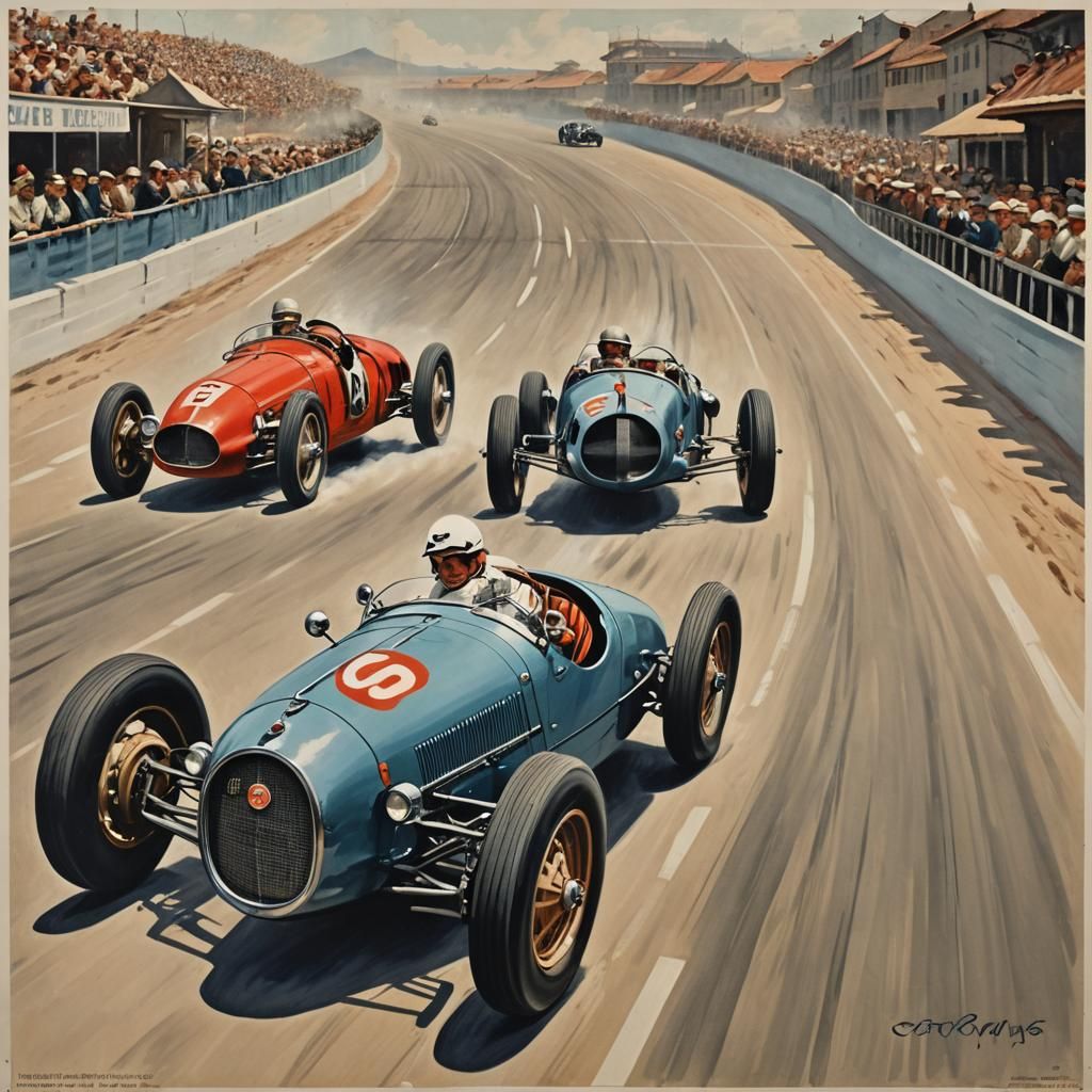 Vintage 1950s poster ilustration.