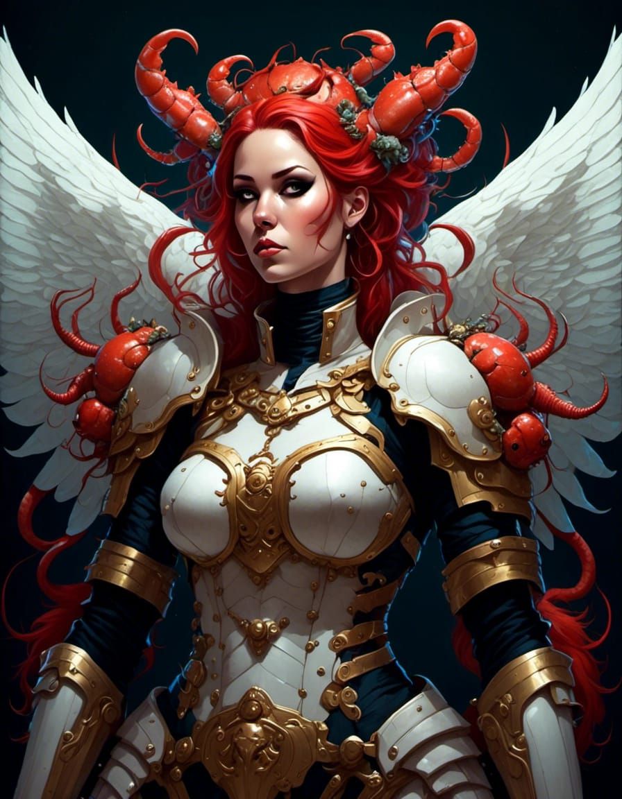 Angel of Crabs in Cyberpunk Digital Painting
