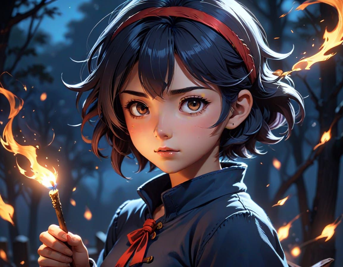 Little Match Girl in Manga Anime Style