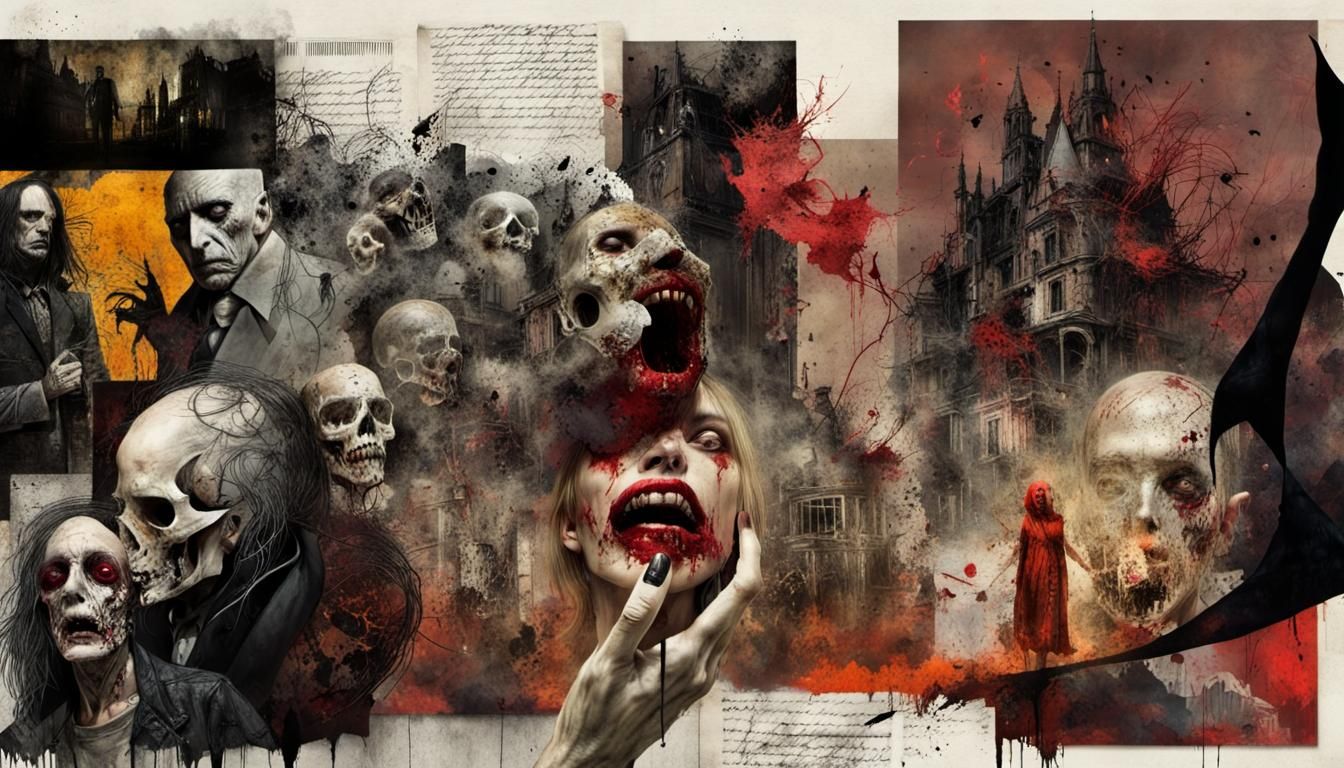 Horror Collage in Gothic Mixed Media Style