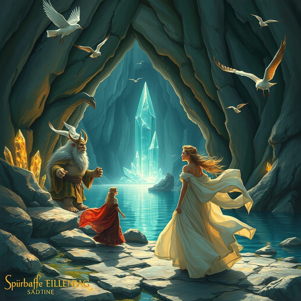 Trolls Guarding a Mystical Cave: Stalenhag Style