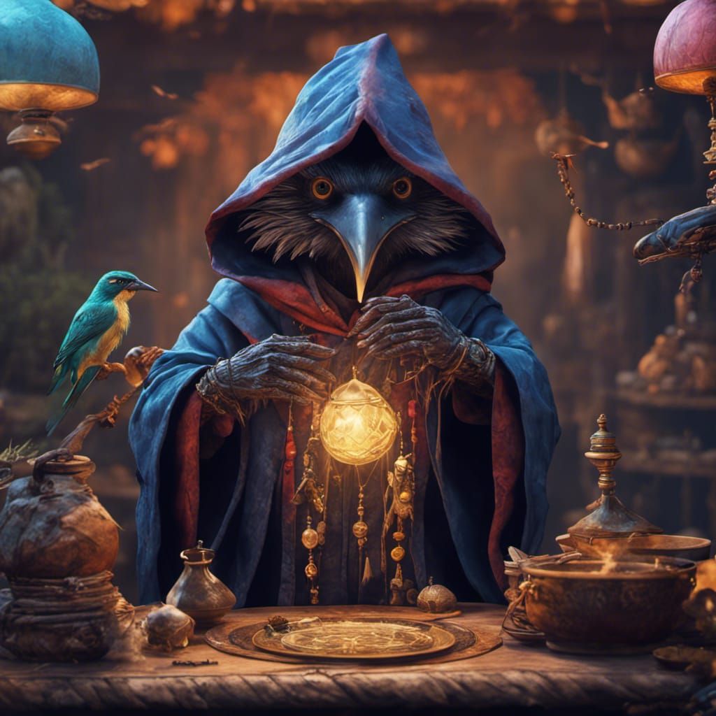 Kenku Fortune Teller in Detailed Matte Painting