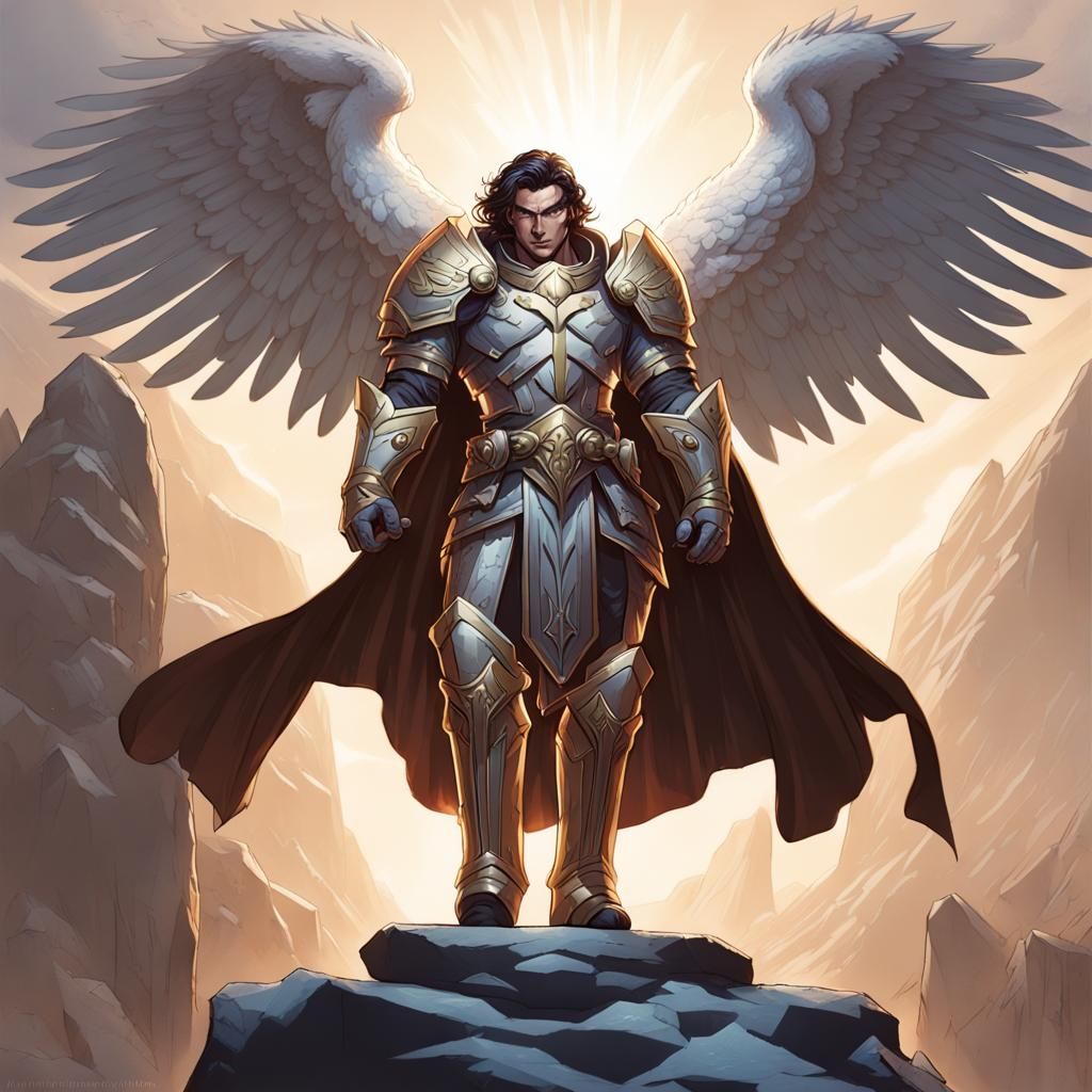Aasimar Paladin: Vengeance Oath in Comic Book Style