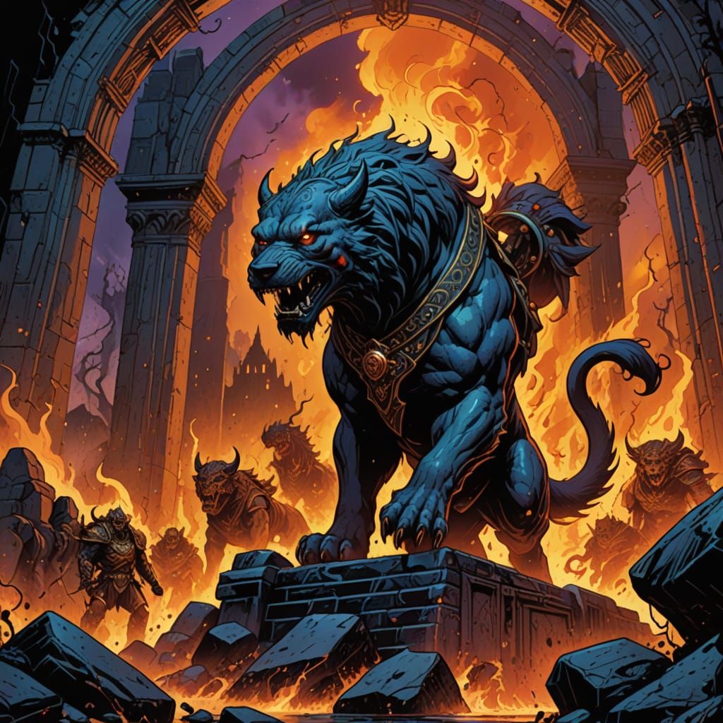 Surreal Gates of Hades Comic Book Cover in Vibrant, Detailed...