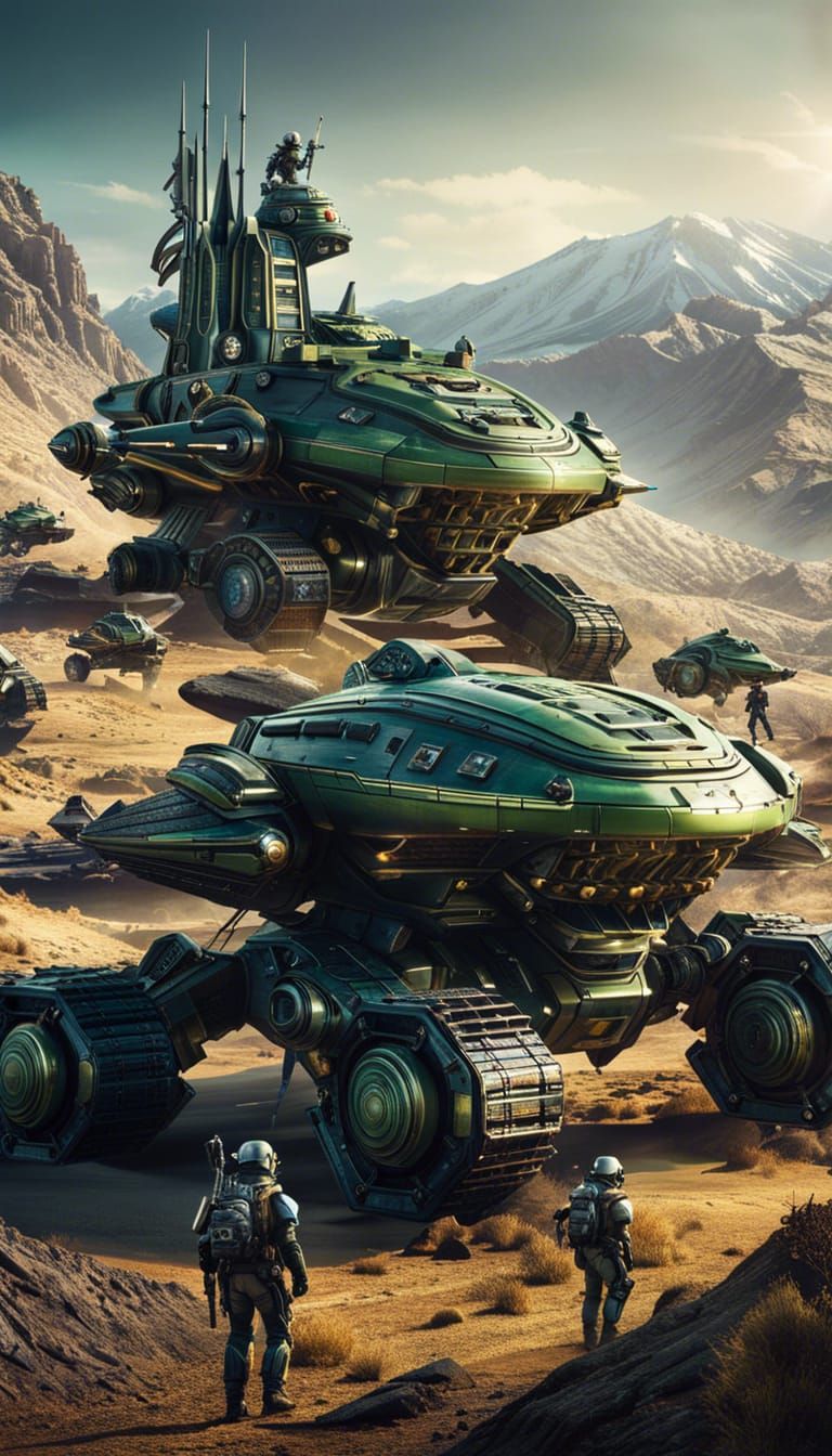 Futuristic War City with Battle Robots