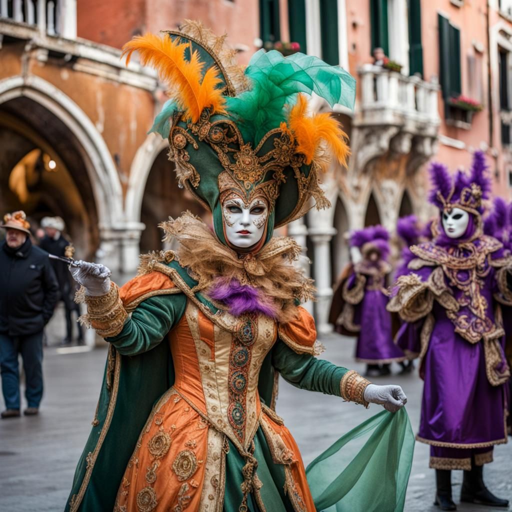 Joyful Venice Carnival Scene: An Optimistic Celebration