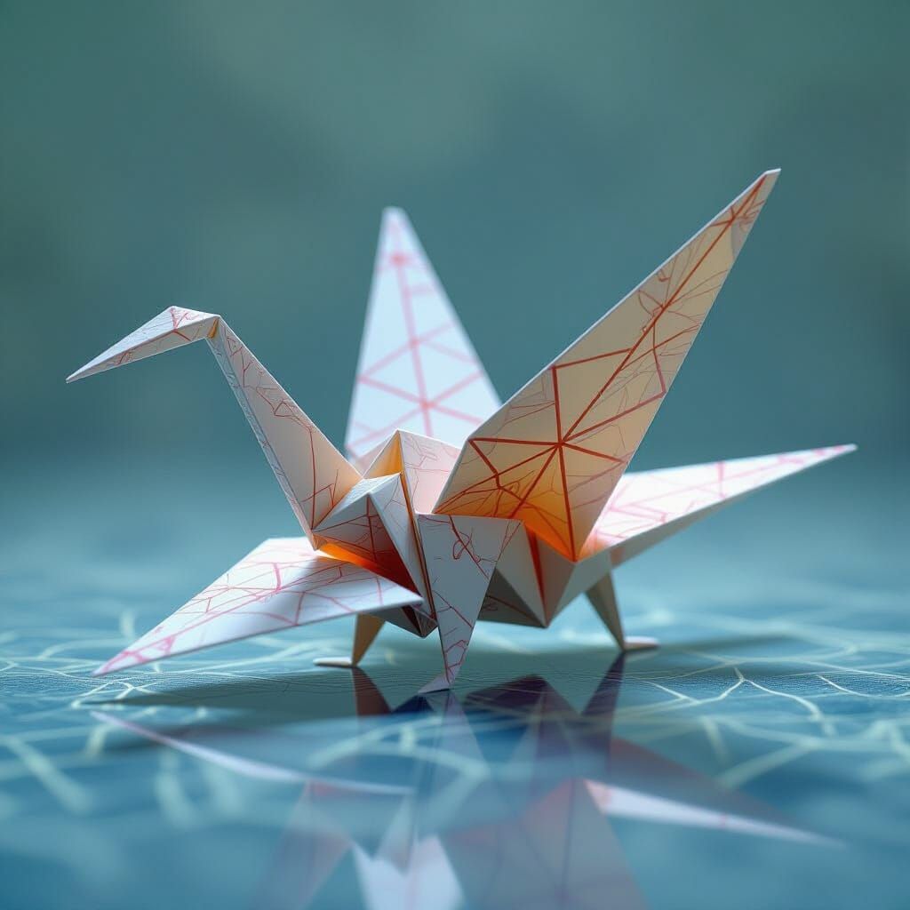 Quantum Origami Crane Navigating Cosmic Geometries