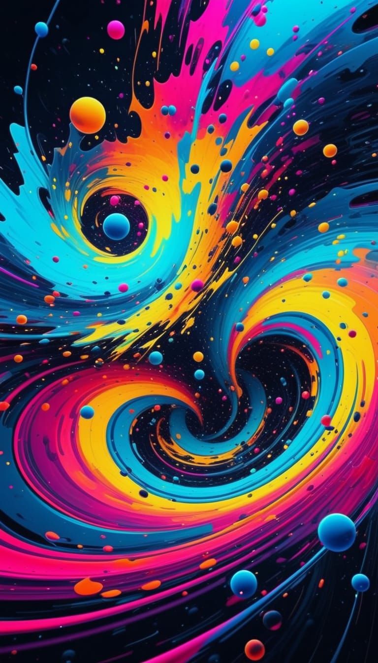 Vibrant Abstract Digital Art with Neon Lights