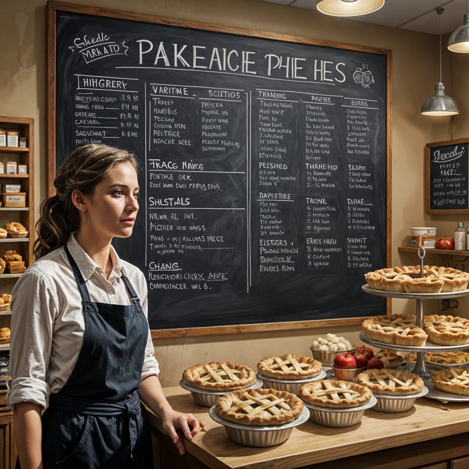Hyperrealistic Apple Pie Vendor Booth with Chalkboard