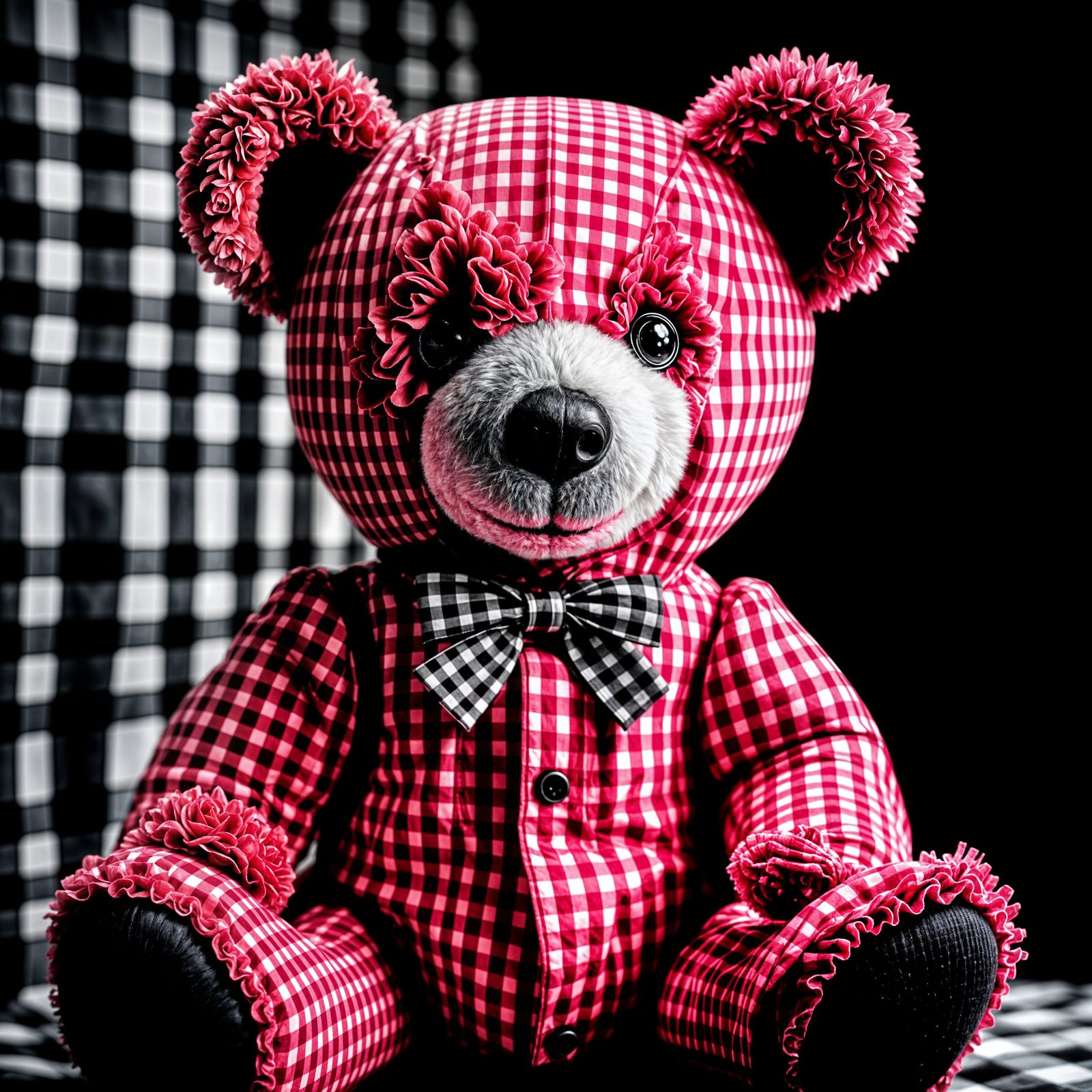 Gingham Teddy Bear in Moody Atmosphere