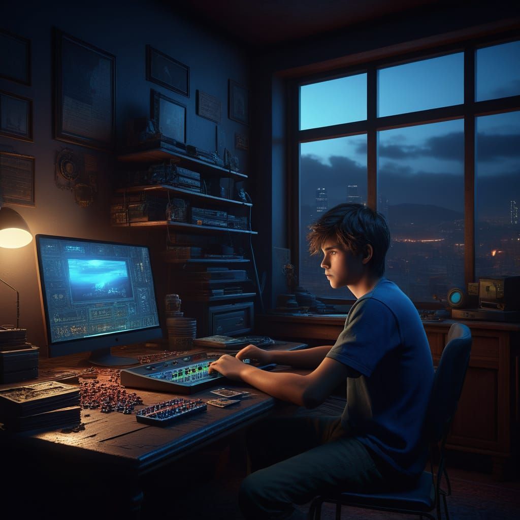 Melancholic Boy in Dark Fantasy World Plays Online Casino, I...