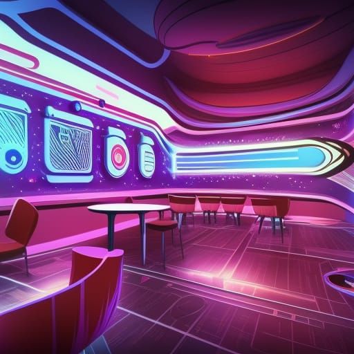 Galactic Coffee Shop in 3D Digital Art