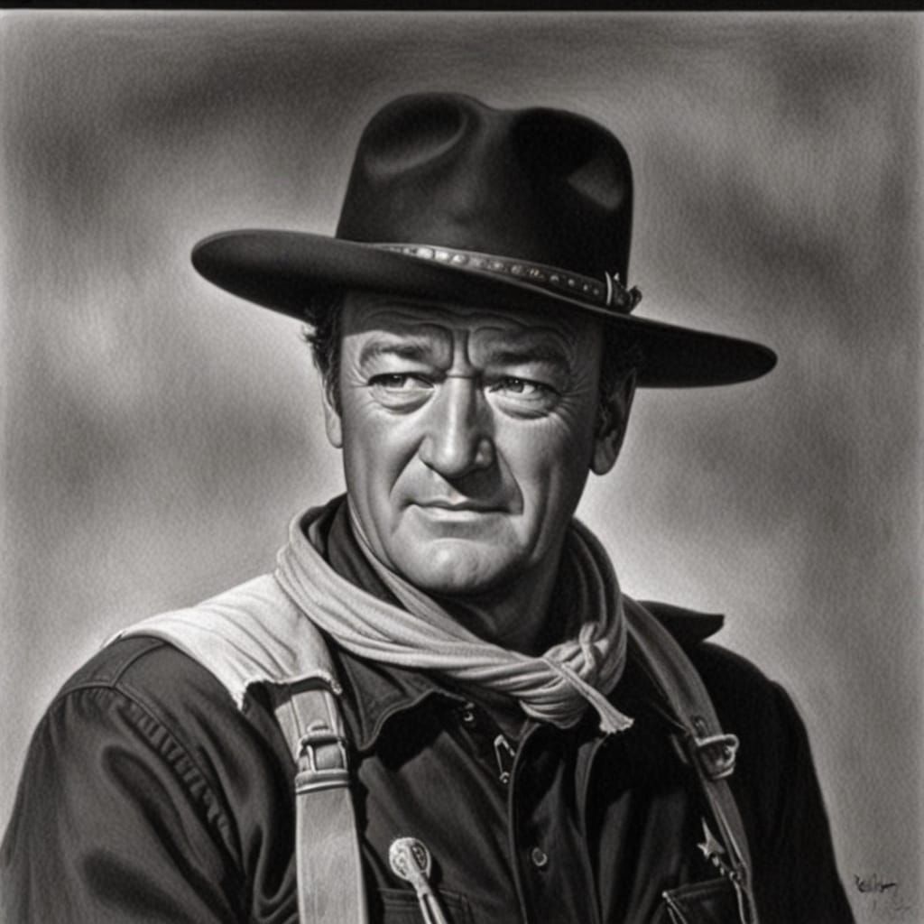 John Wayne Pencil Portrait
