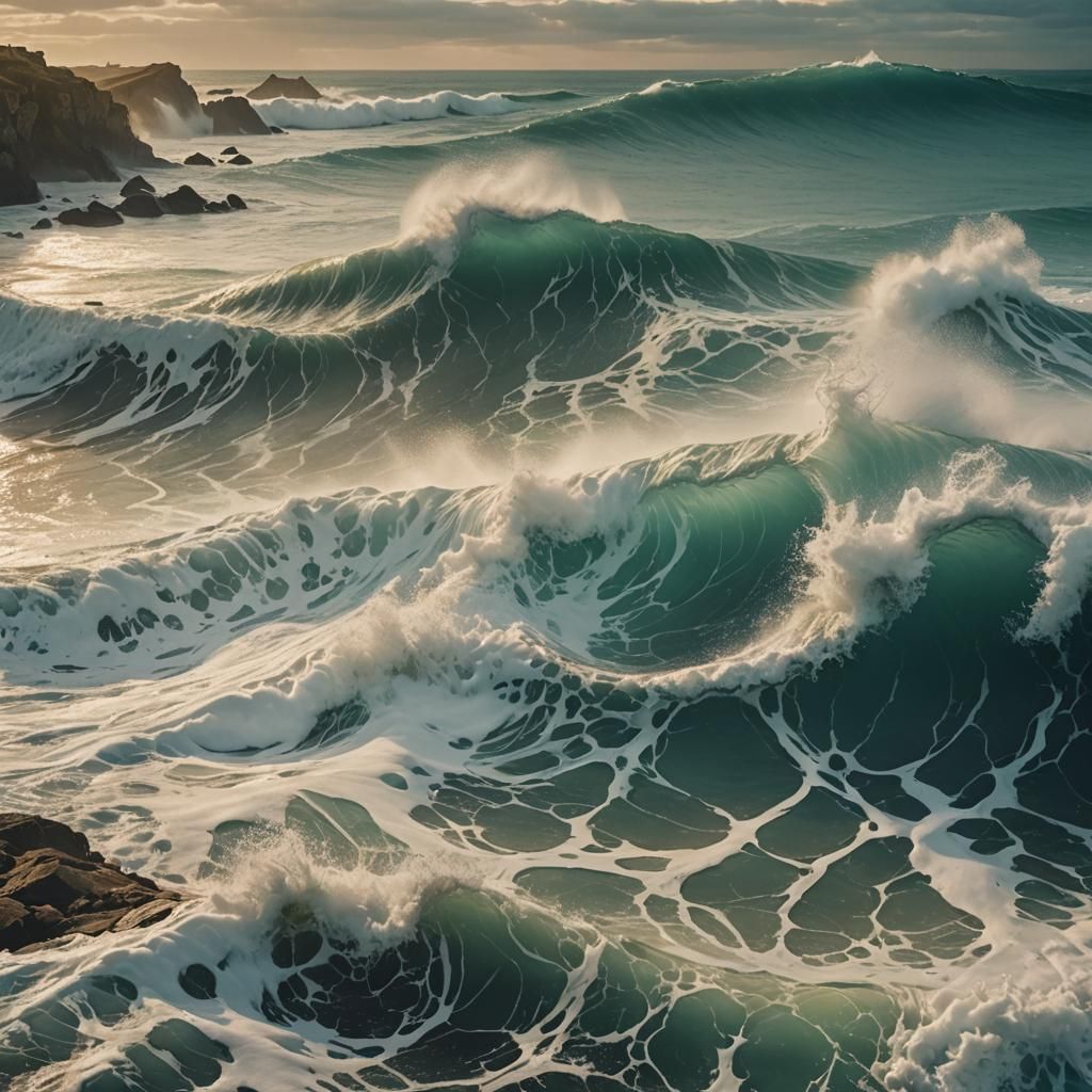 Majestic Wave Crashing on Rugged Coastline