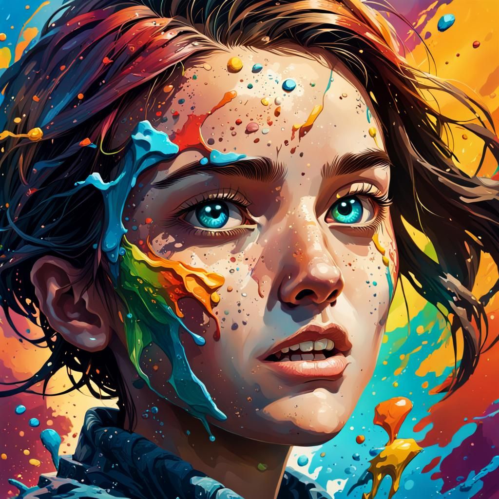 Hyperrealistic Splash Art Portrait with Dramatic Lighting
