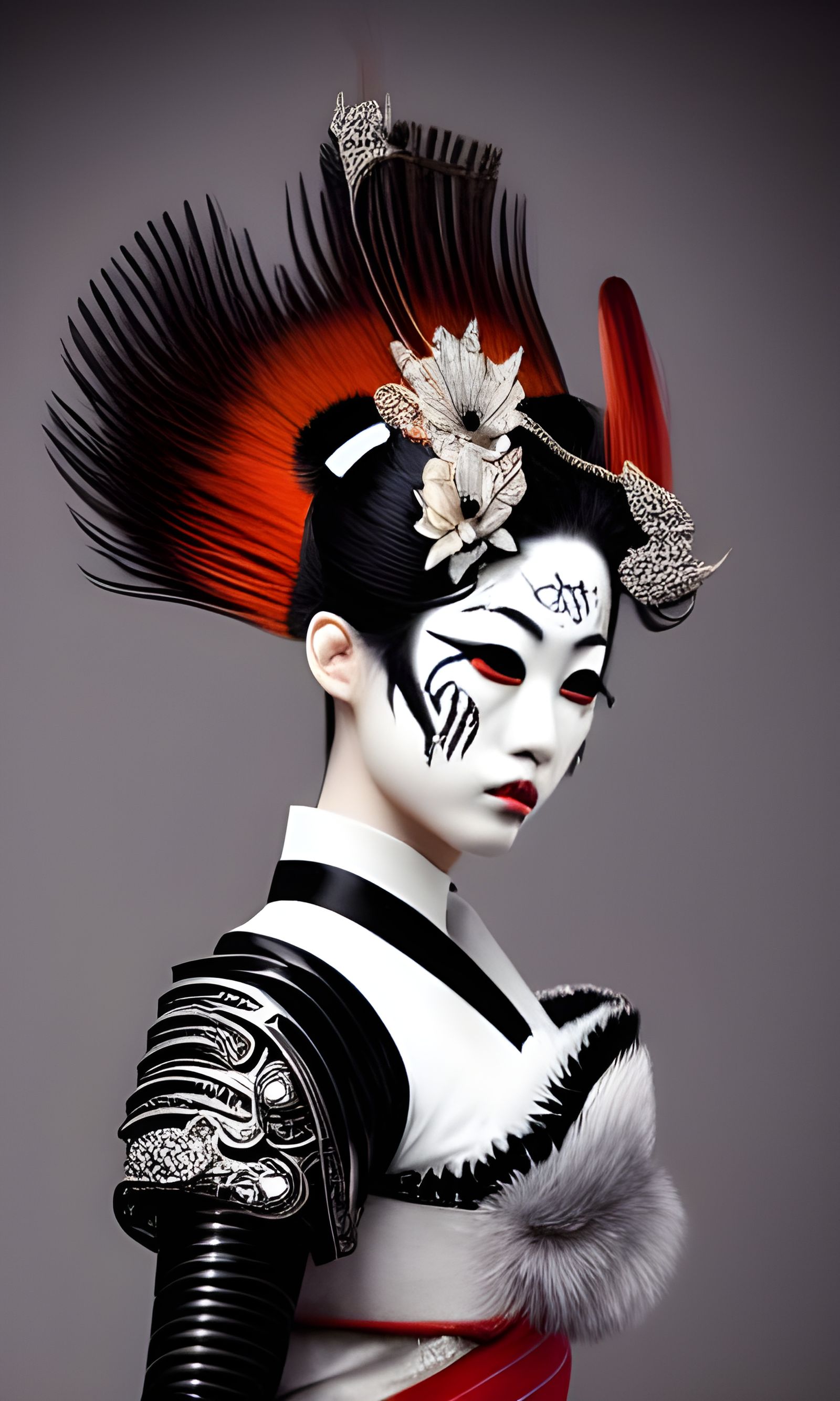 Geisha in Ornate Armour with Tiger Face