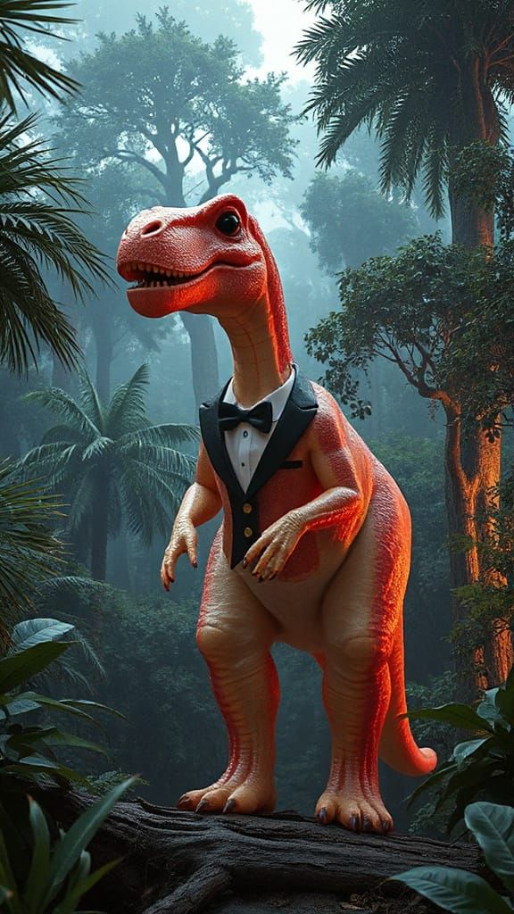 Gelatinous Jurassic Sauropod in Alebrije Jungle Dreamscape