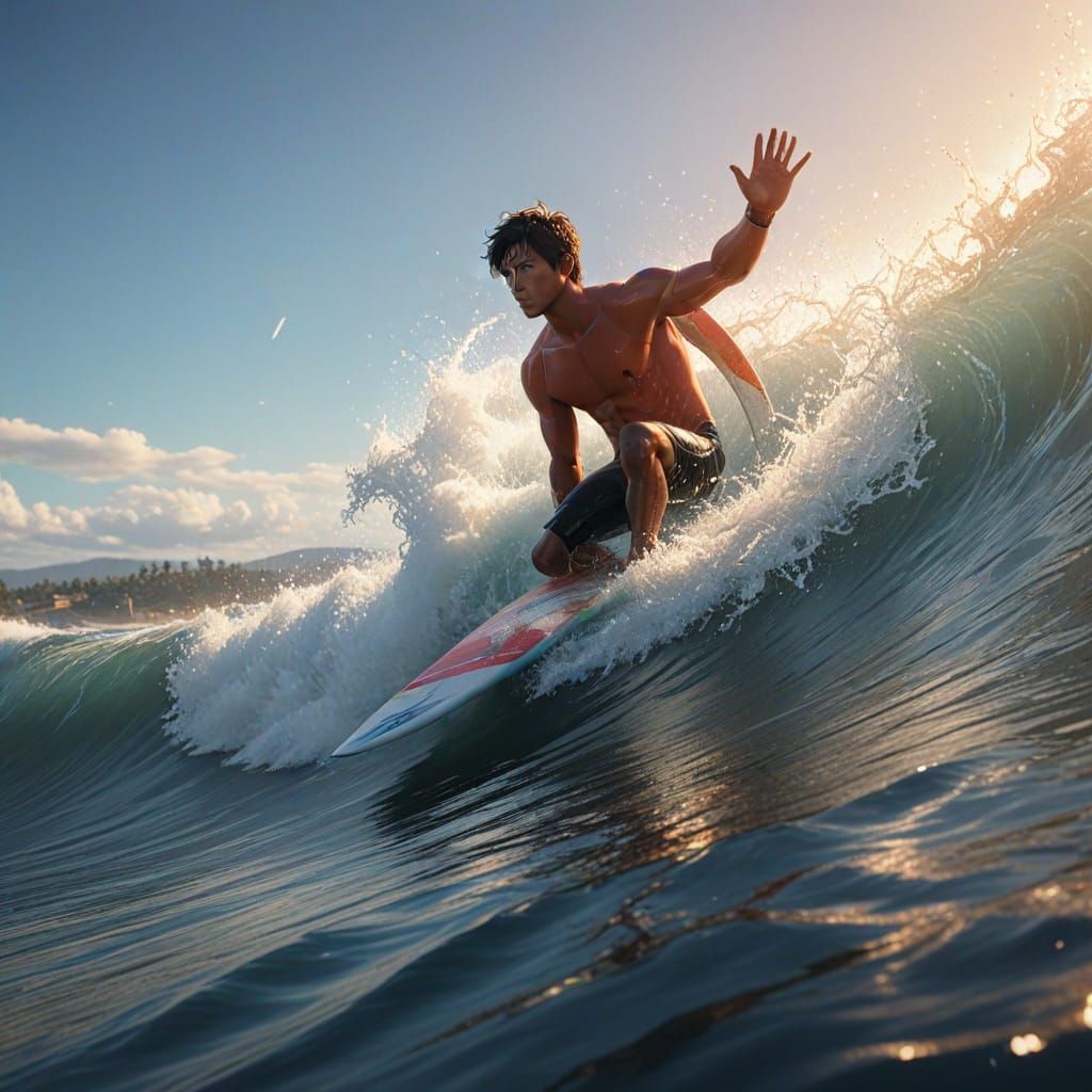 Vibrant Surf Riders in Golden Hour