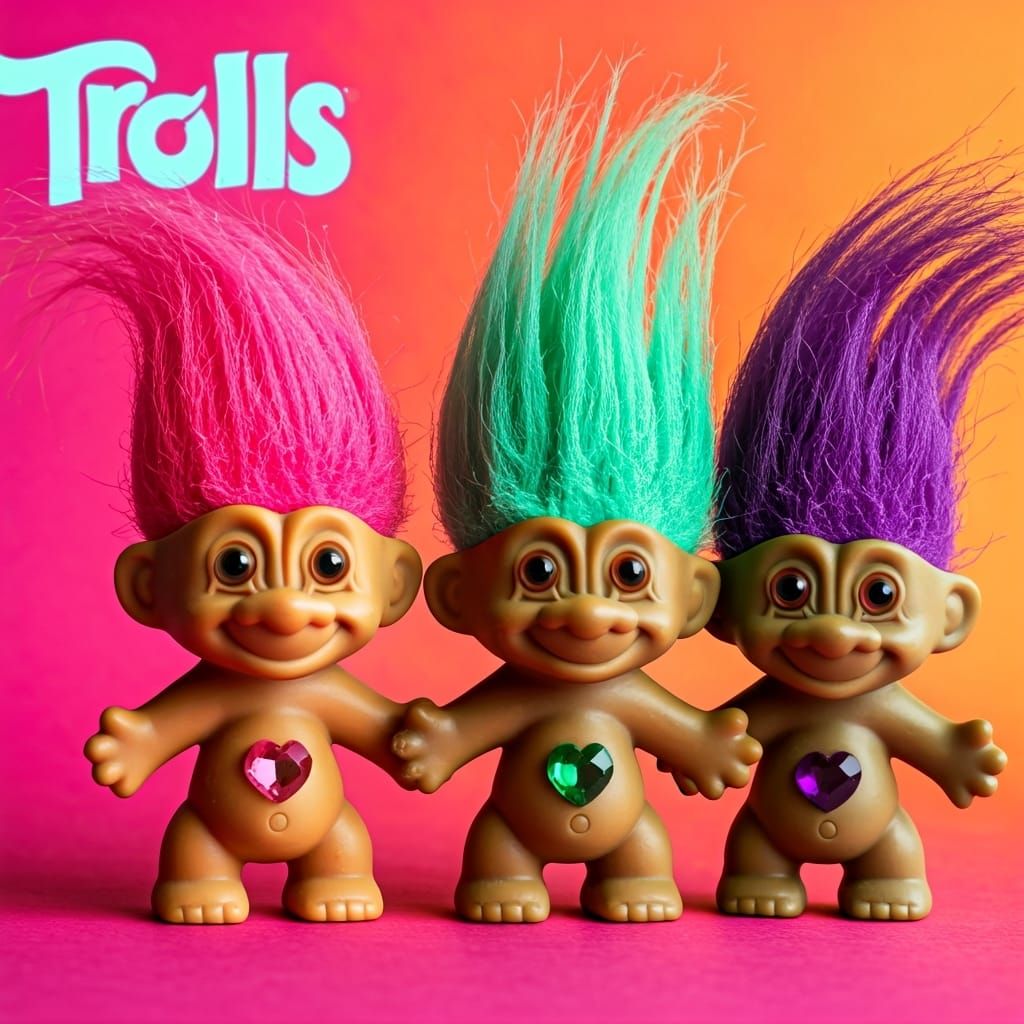 1990s Neon Trolls: Vintage Toy Close-Up