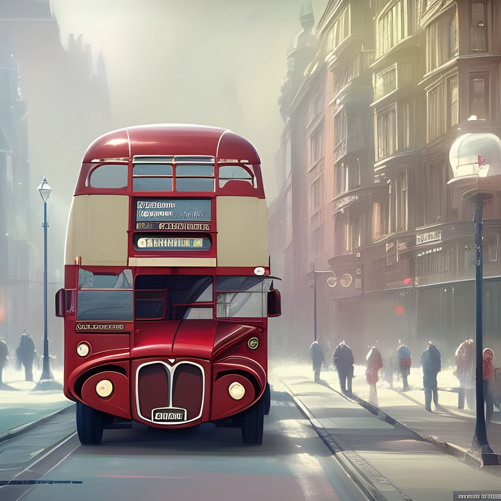 Classic Routemaster Bus in Dramatic Lighting