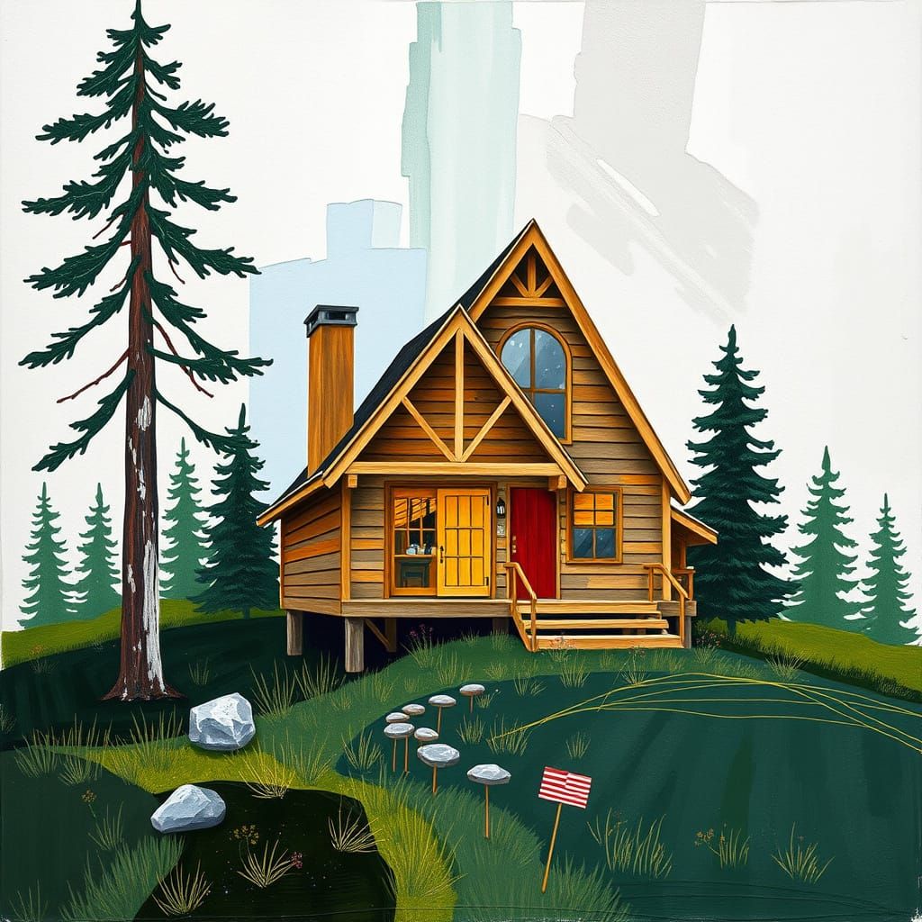 Serene A-Frame Cabin in Vibrant Hues