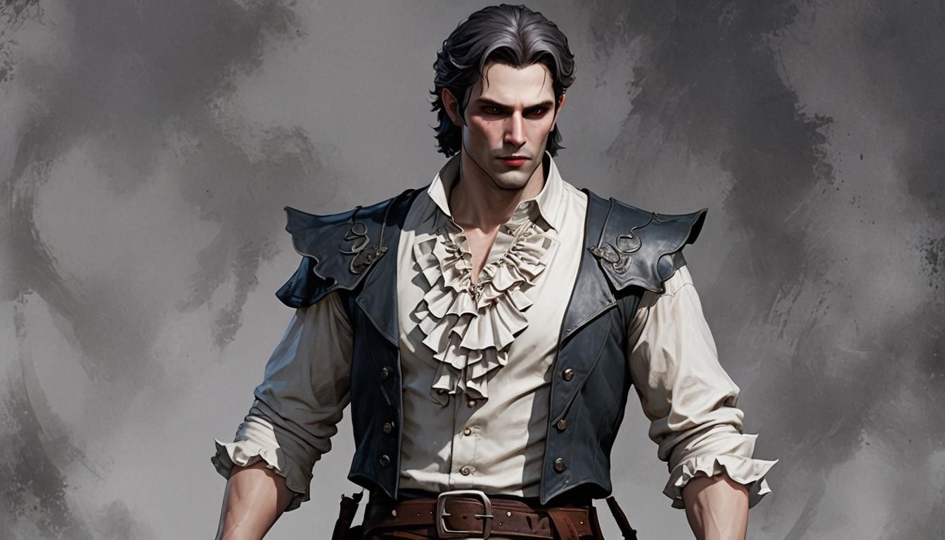 Elegant Vampire in Gothic Setting