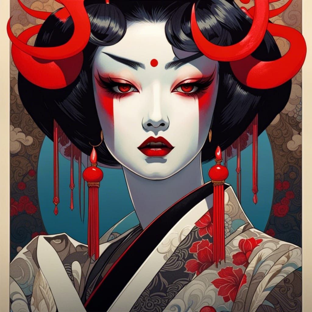 Terrifyingly Beautiful Androgynous Geisha in Manga Horror St...