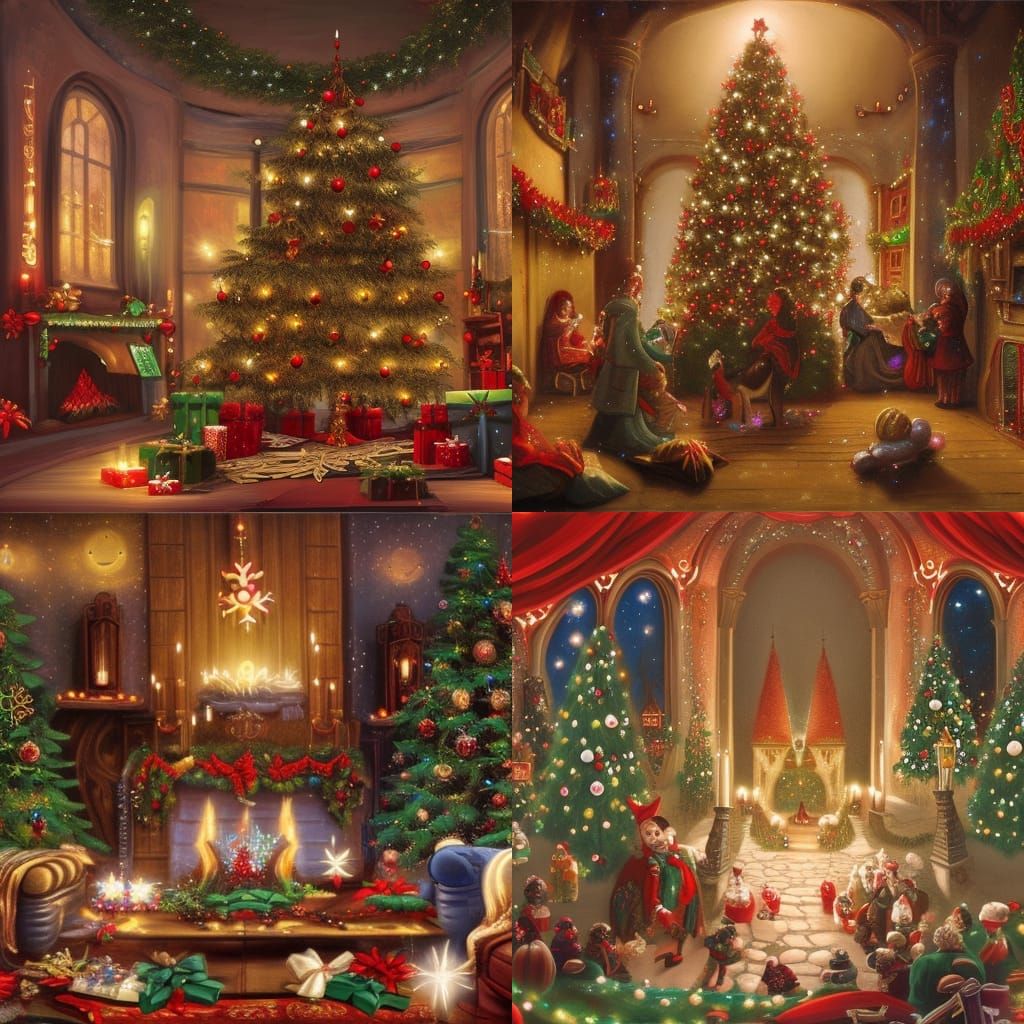 Fantastical Christmas Celebration in Detailed Matte Painting