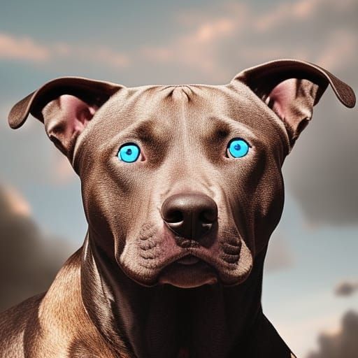 Blue-Eyed Dog Portrait in Dramatic Digital Painting