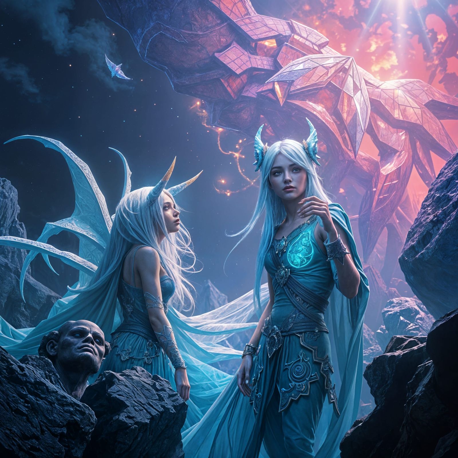 Satin Crystal Slippers in Vibrant Fantasy Landscapes