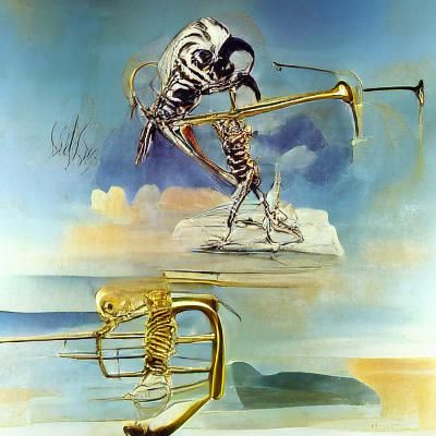 Surreal Skeleton Trombone Player