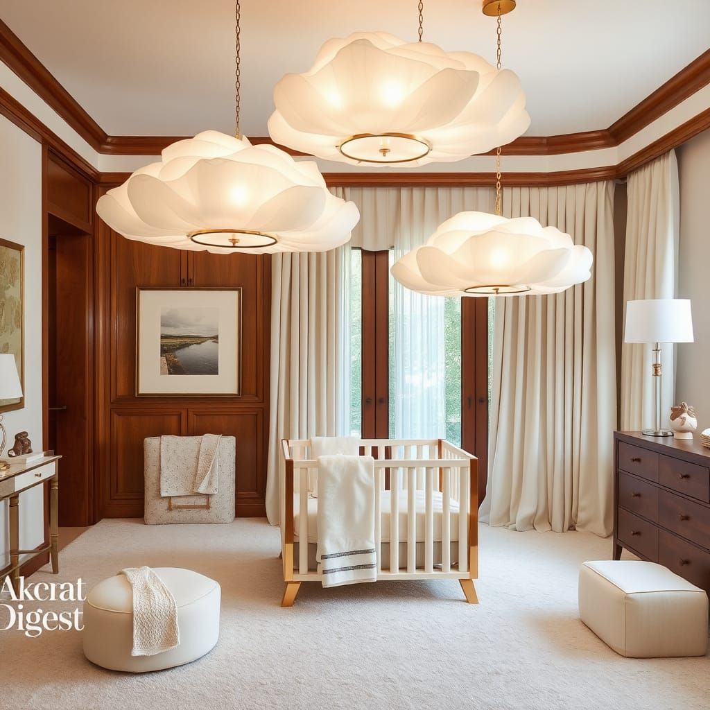 Elegant Cloud Lamps in Designer Nursery