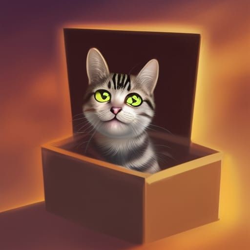 Cat in Nested Boxes: Fantastical Concept Art
