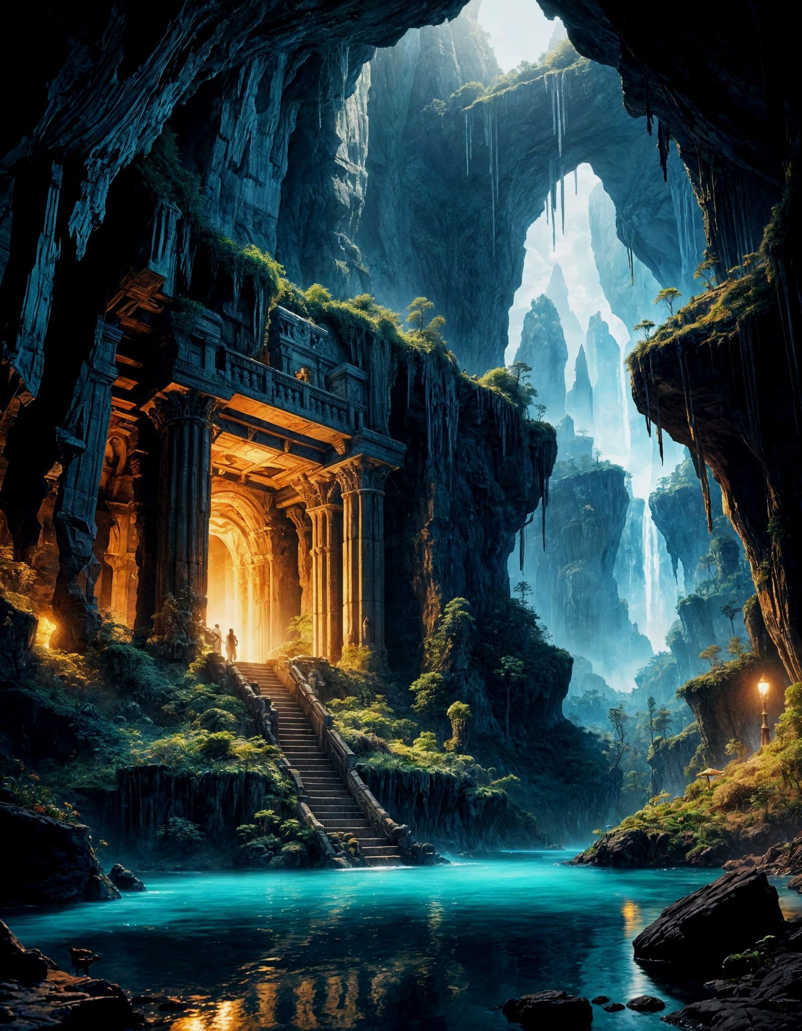 Stunning Underground Oasis in Surreal Fantasy World