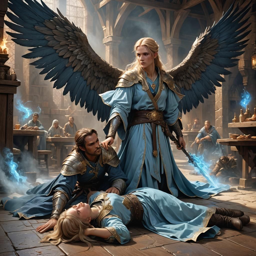 Aasimar Sorceress in Dark Fantasy Style