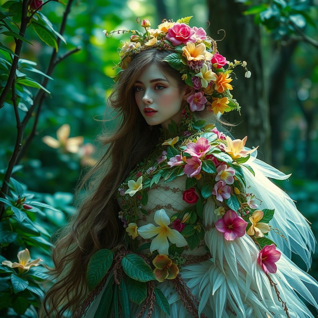 Ethereal Forest Woman in Mystical Illustration