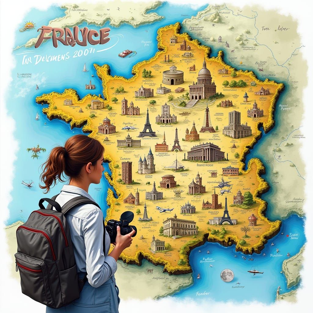 Vibrant 3D France Tourist Map Illustration