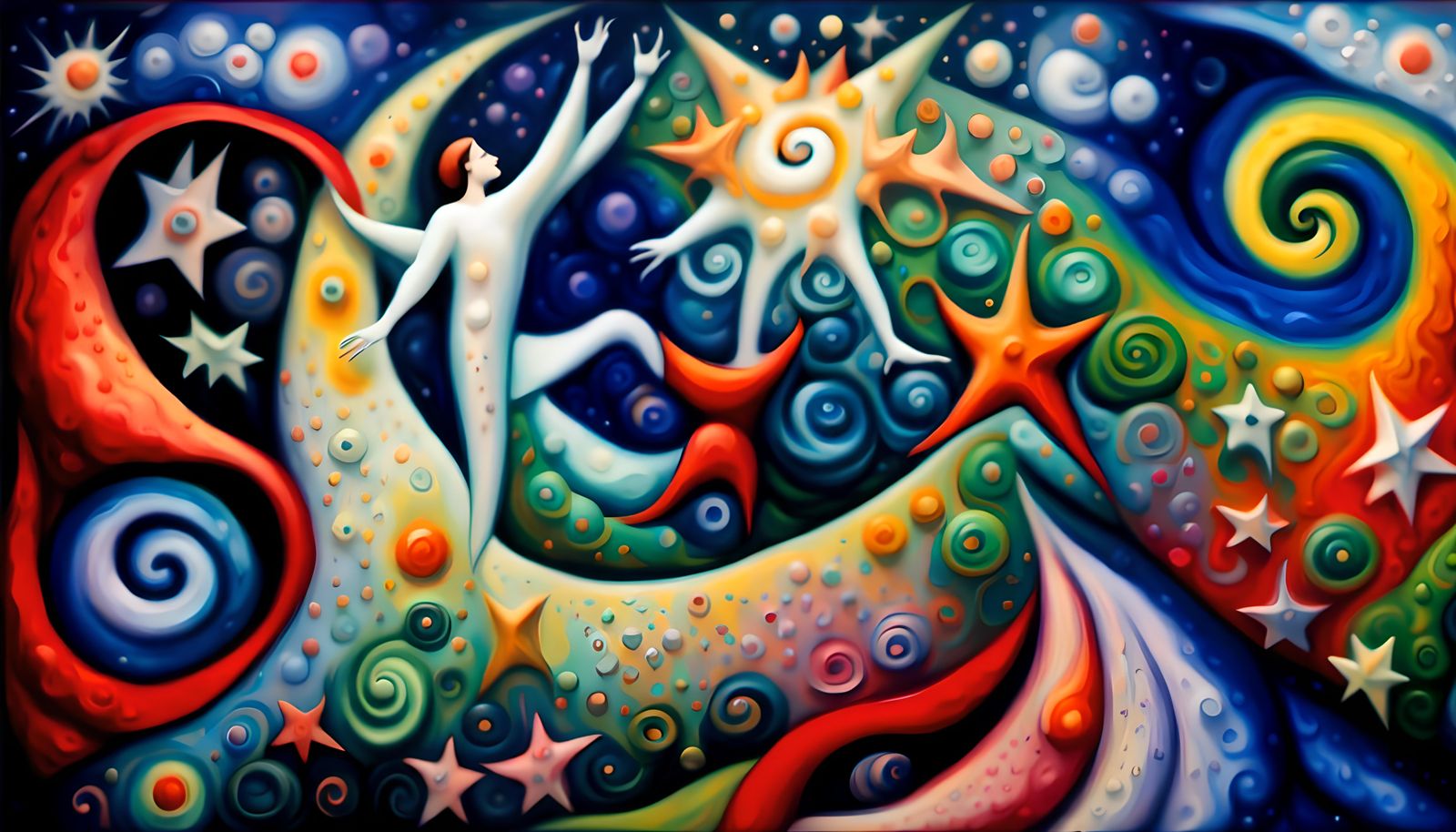 Iridescent Star-Beings in 3D Impasto Oil Painting